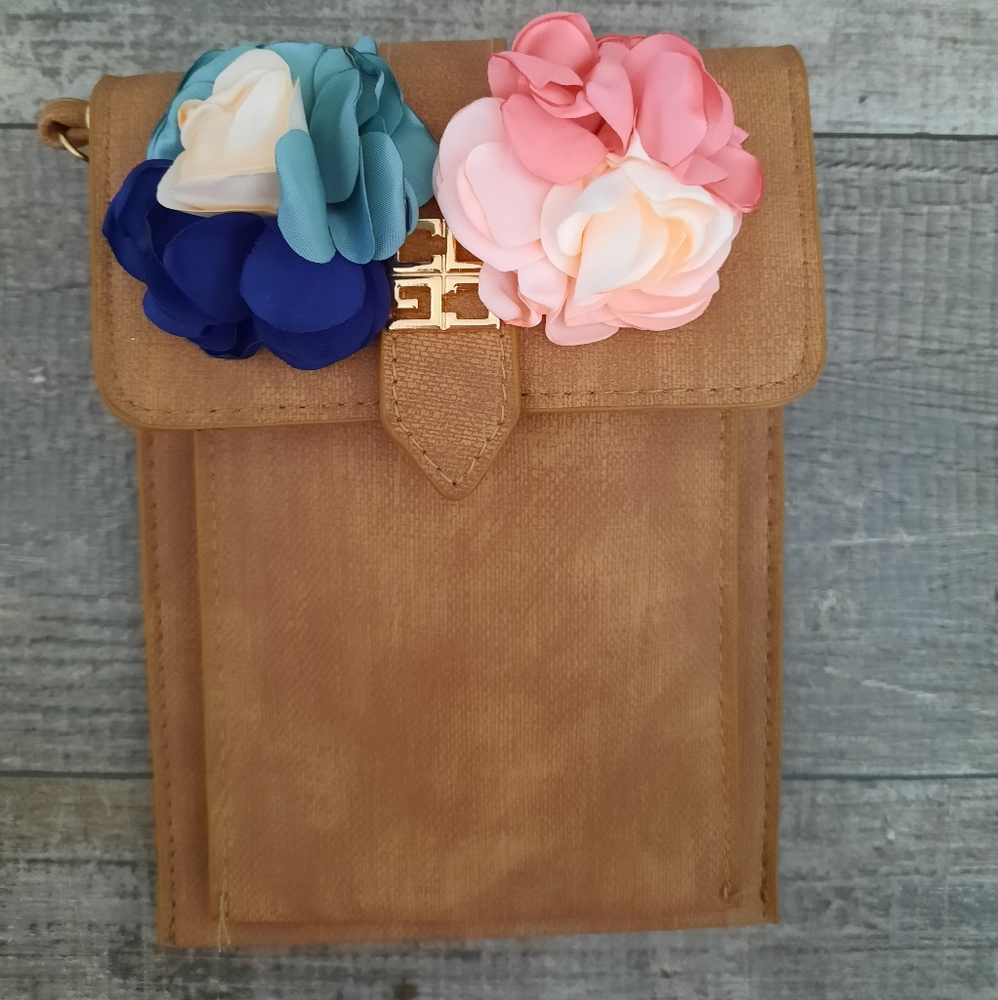 Flower Leatherette Metal Buckle Handbag